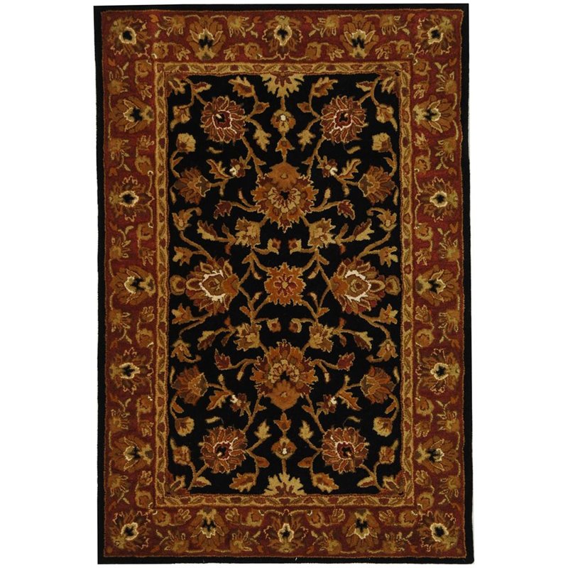 Safavieh Heritage 4' x 6' Hand Tufted Wool Rug in Black and Red