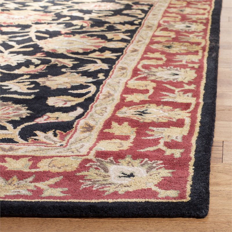 Safavieh Heritage 5' x 8' Hand Tufted Wool Rug in Black and Red