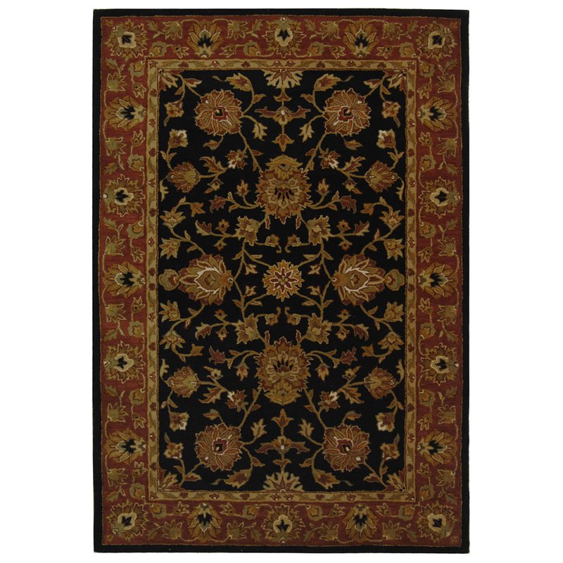 Safavieh Heritage 5' x 8' Hand Tufted Wool Rug in Black and Red