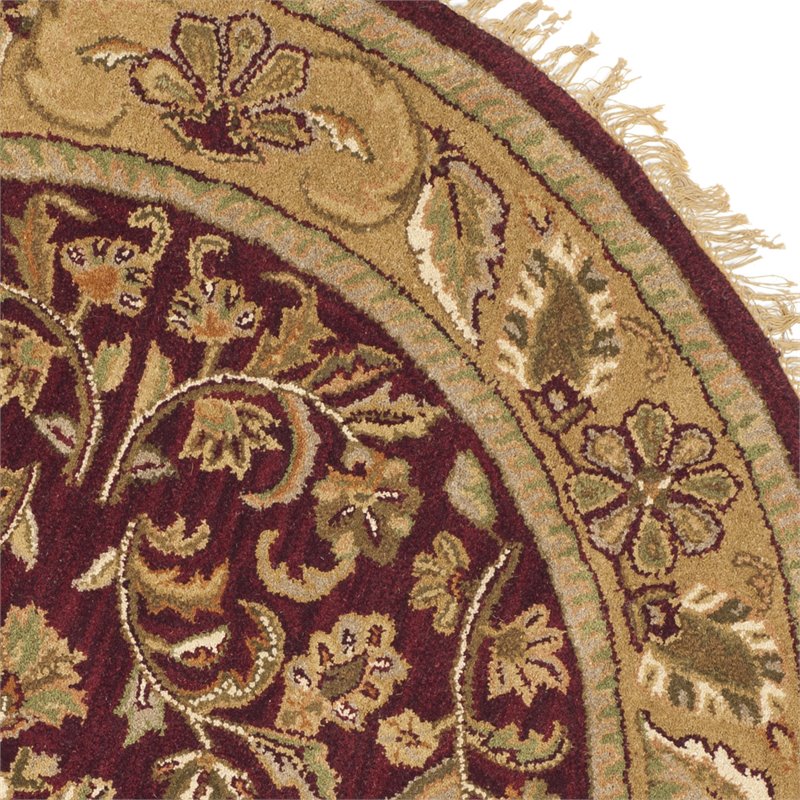 Safavieh Heritage 8' Round Hand Tufted Wool Rug in Red and Gold
