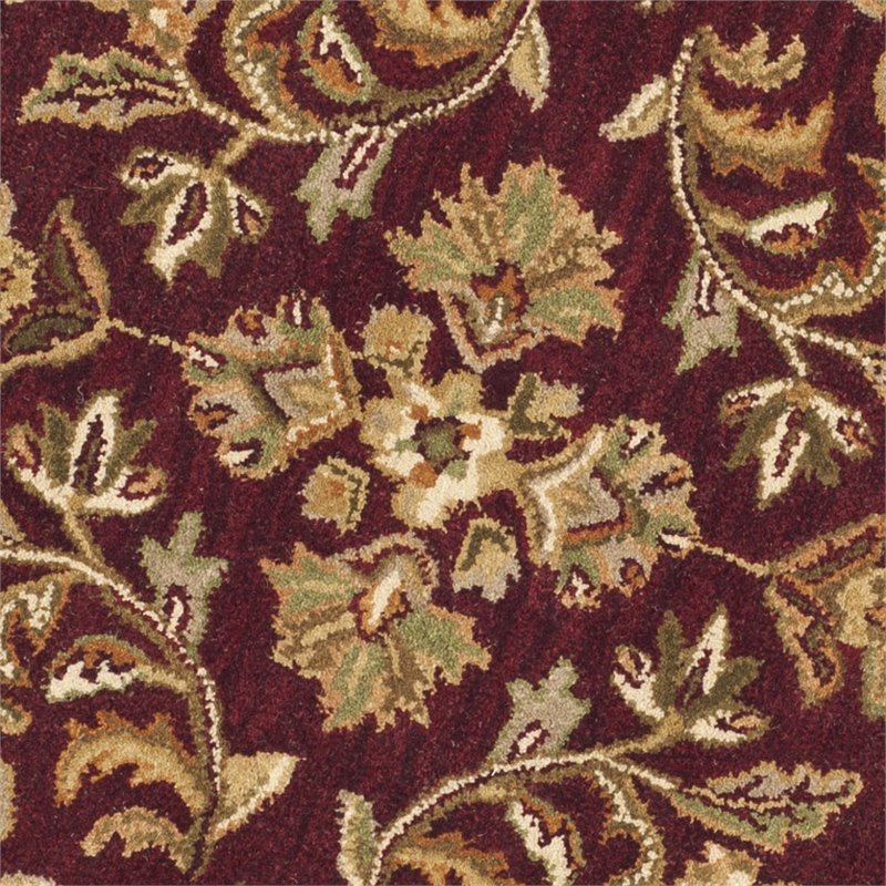 Safavieh Heritage 8' Round Hand Tufted Wool Rug in Red and Gold