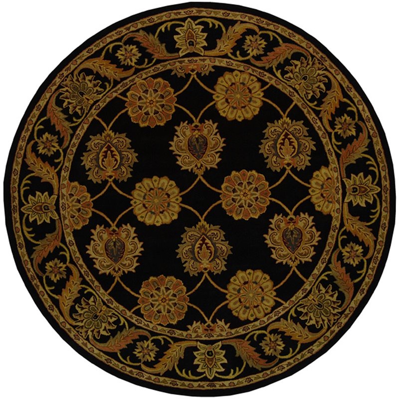 Safavieh Heritage 6' Round Hand Tufted Wool Rug in Black