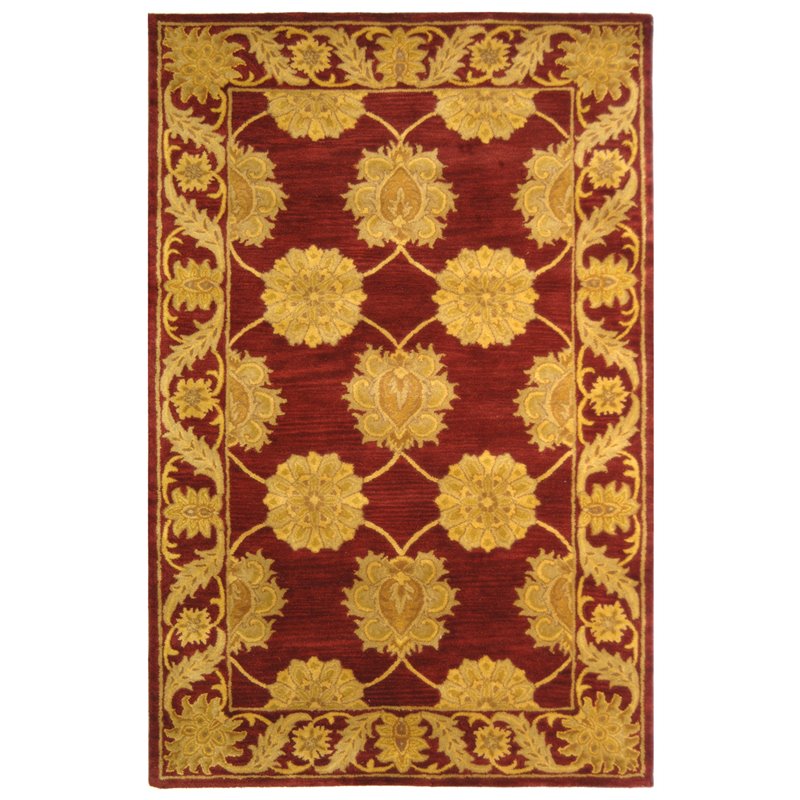 Safavieh Heritage 6' x 9' Hand Tufted Wool Rug in Maroon