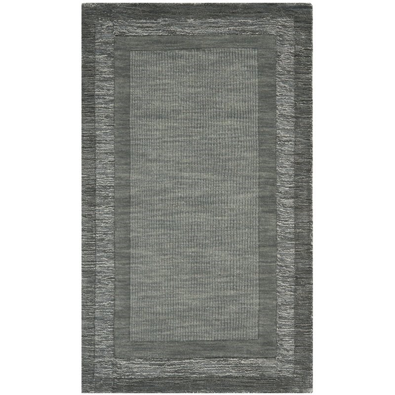 Safavieh Impressions 3' x 5' Hand Loomed Wool Rug in Charcoal and Blue