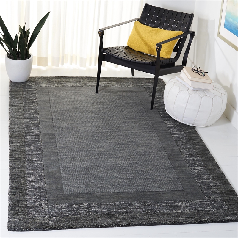 Safavieh Impressions 5' x 8' Hand Loomed Wool Rug in Charcoal and Blue