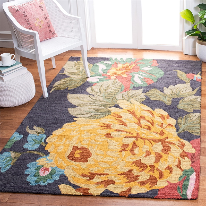 Safavieh Jardin 3' x 5' Multicolored Hand Tufted Wool Rug in Black