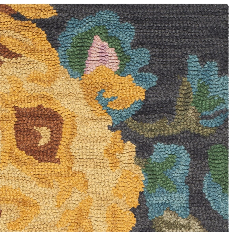 Safavieh Jardin 3' x 5' Multicolored Hand Tufted Wool Rug in Black