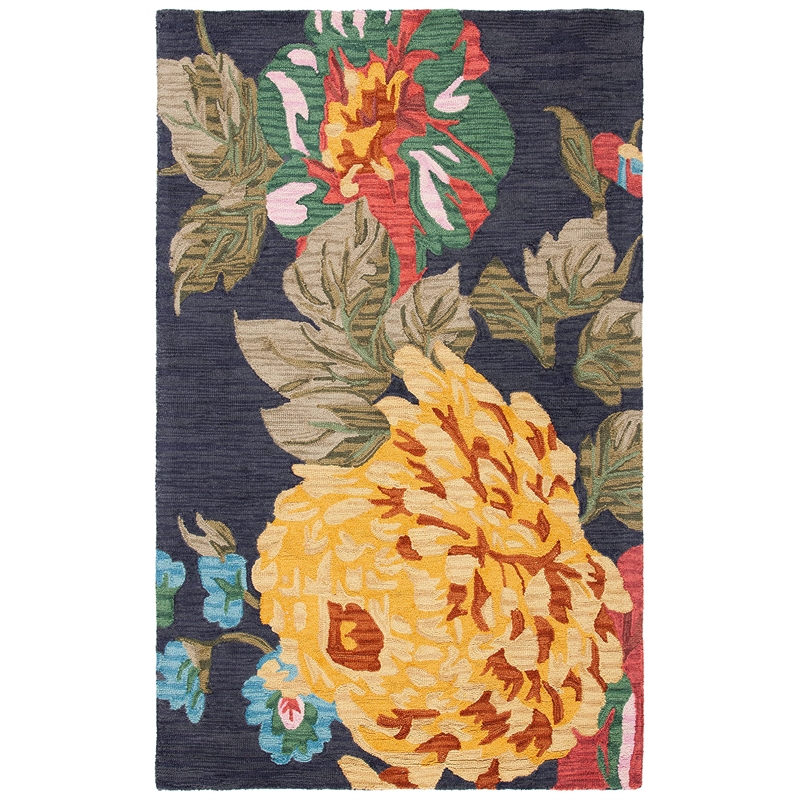 Safavieh Jardin 5' x 8' Multicolored Hand Tufted Wool Rug in Black