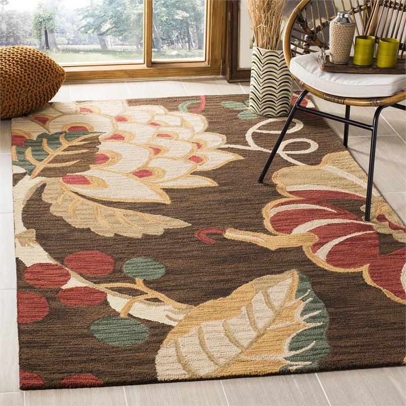 Safavieh Jardin 3' x 5' Multicolored Hand Tufted Wool Rug in Brown