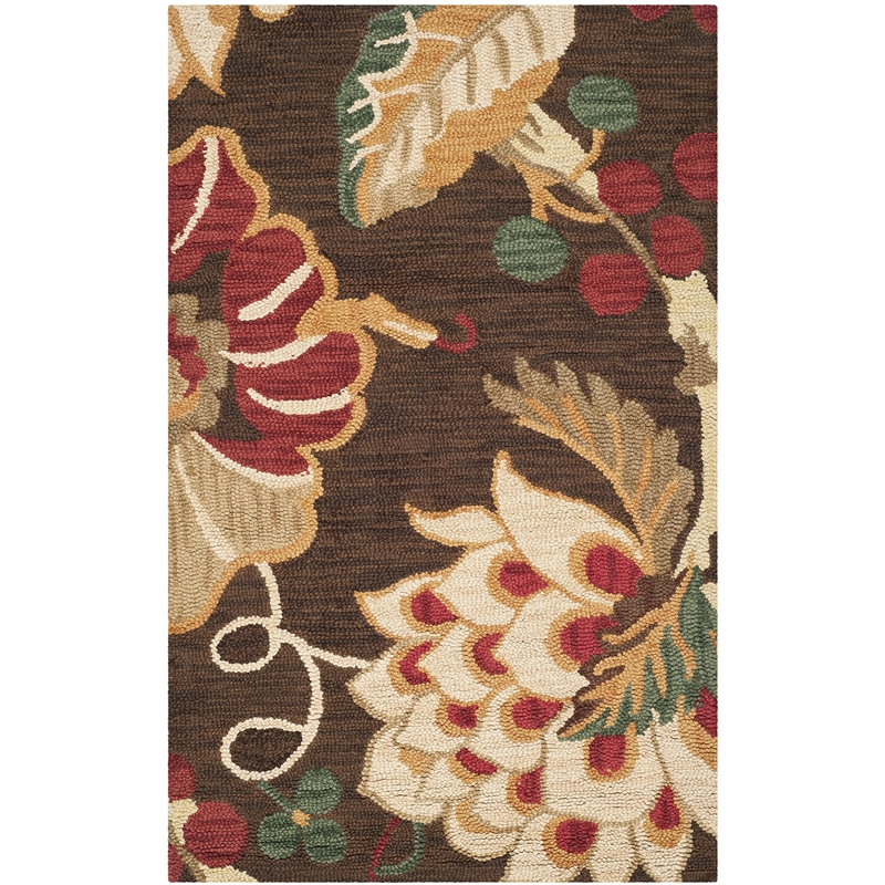 Safavieh Jardin 3' x 5' Multicolored Hand Tufted Wool Rug in Brown