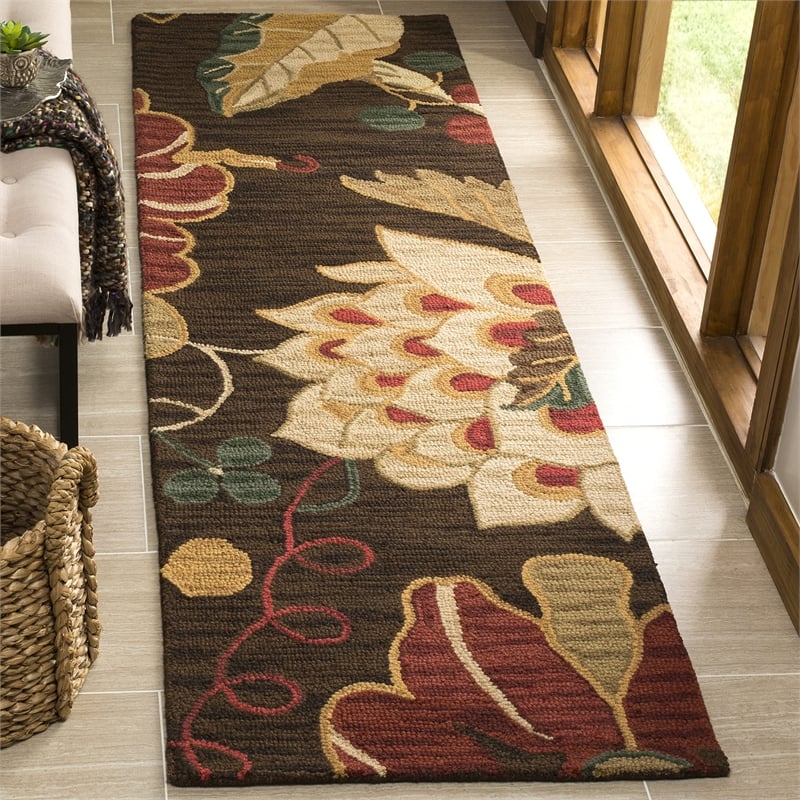 Safavieh Jardin 8' x 10' Multicolored Hand Tufted Wool Rug in Brown