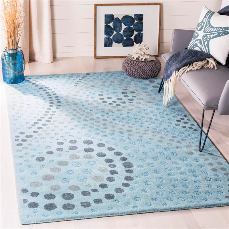 Safavieh Jardin 5' x 8' Hand Tufted Wool Rug in Blue and Gray
