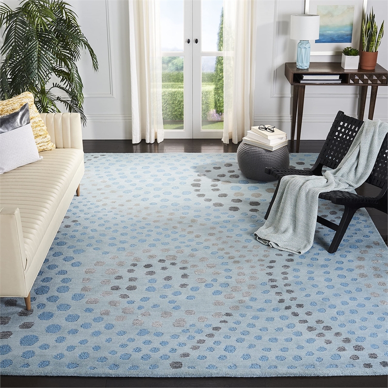Safavieh Jardin 8' x 10' Hand Tufted Wool Rug in Blue and Gray