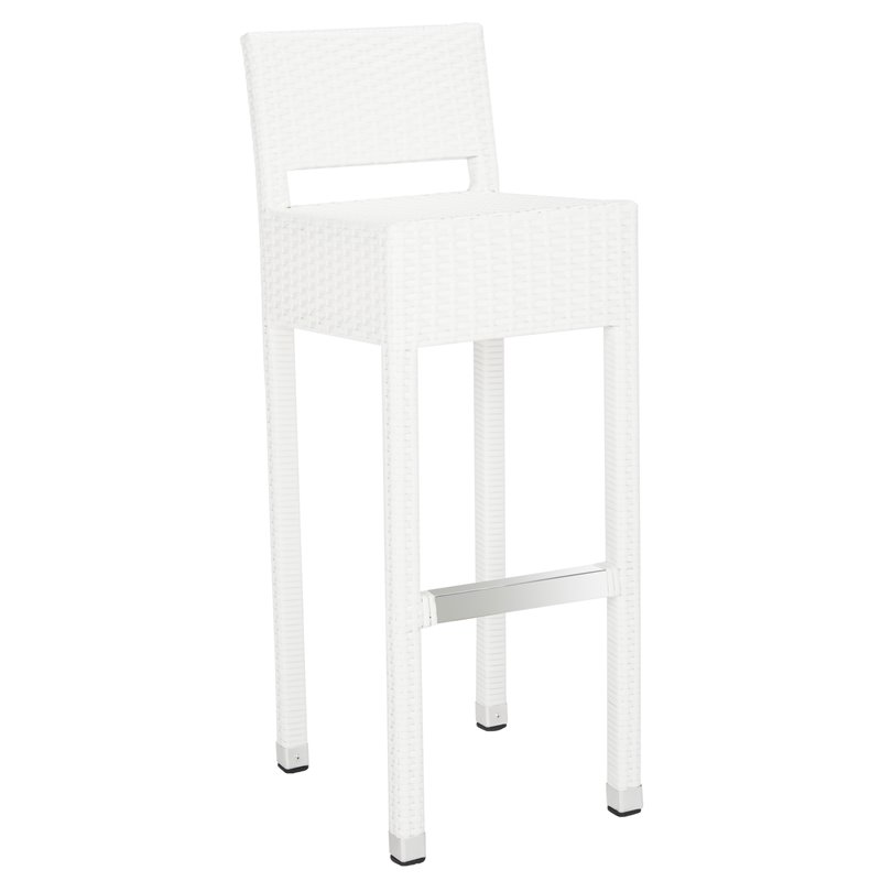 Safavieh Landry 30&quot Contemporary Rattan Indoor/Outdoor Bar Stool in White