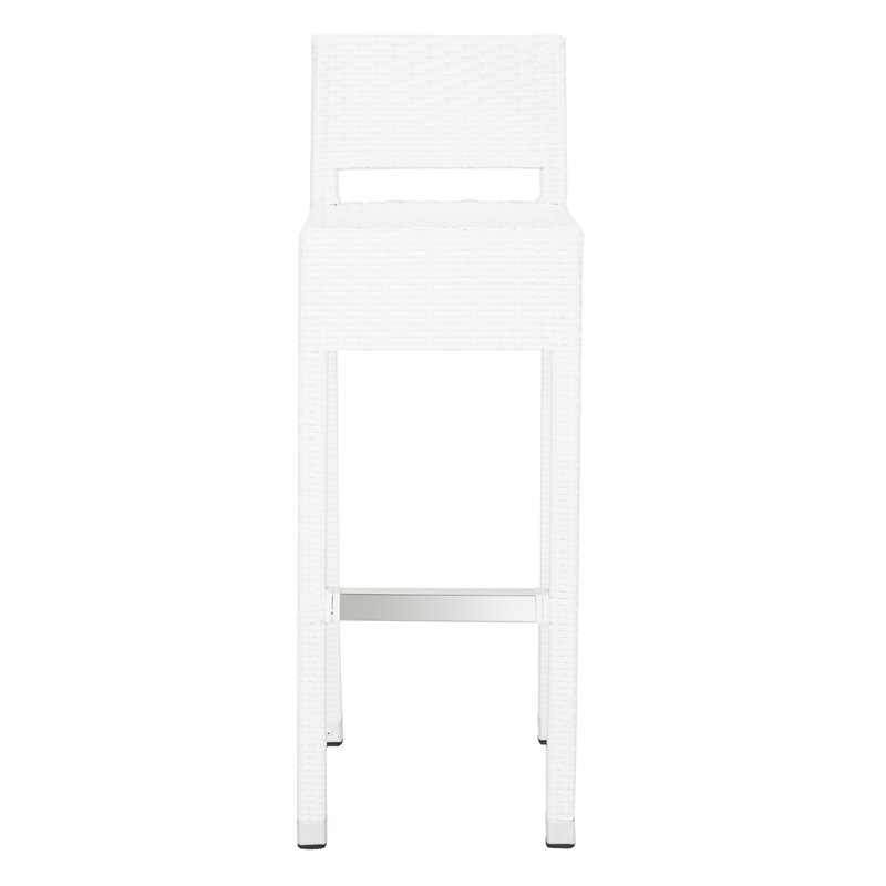 safavieh landry 30&quot contemporary rattan indoor/outdoor bar stool in white