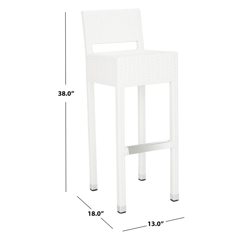 safavieh landry 30&quot contemporary rattan indoor/outdoor bar stool in white