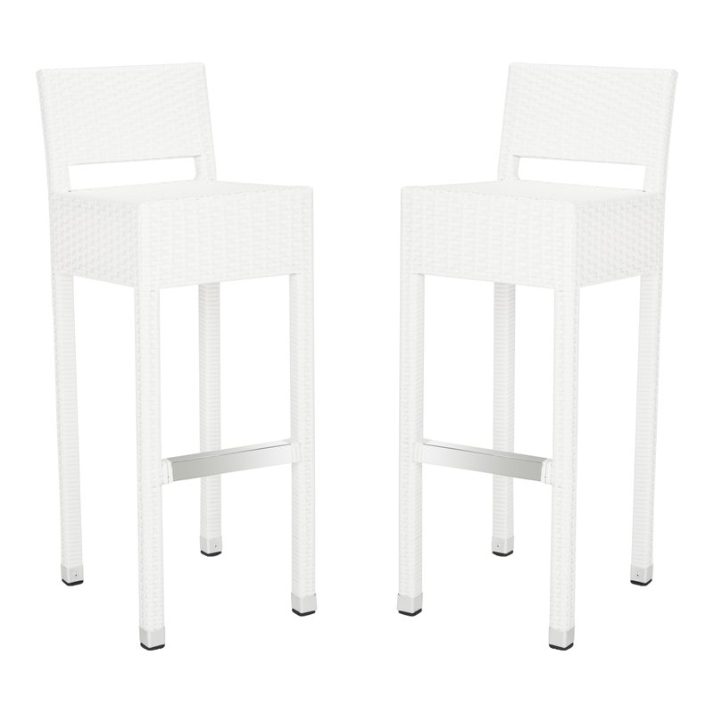 safavieh landry 30&quot contemporary rattan indoor/outdoor bar stool in white
