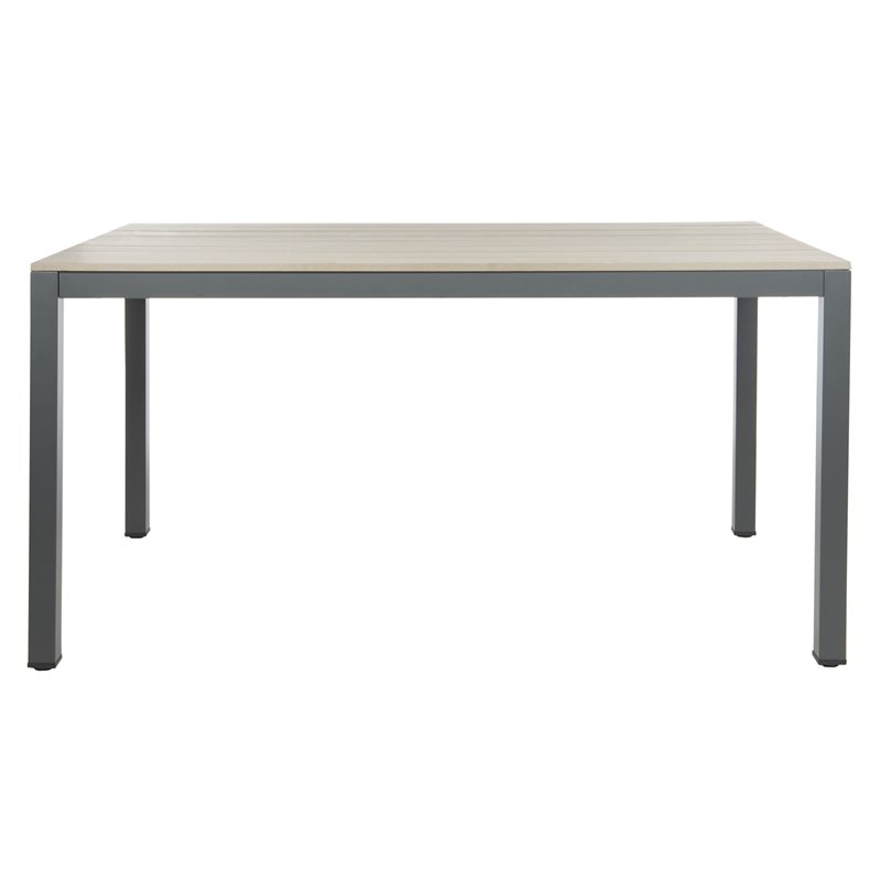 Safavieh Beldan Wood/Metal Outdoor Dining Table in Distressed Taupe Gray