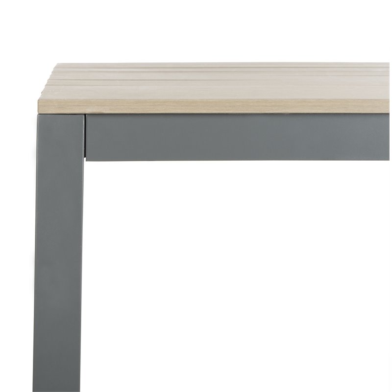 Safavieh Beldan Wood/Metal Outdoor Dining Table in Distressed Taupe Gray