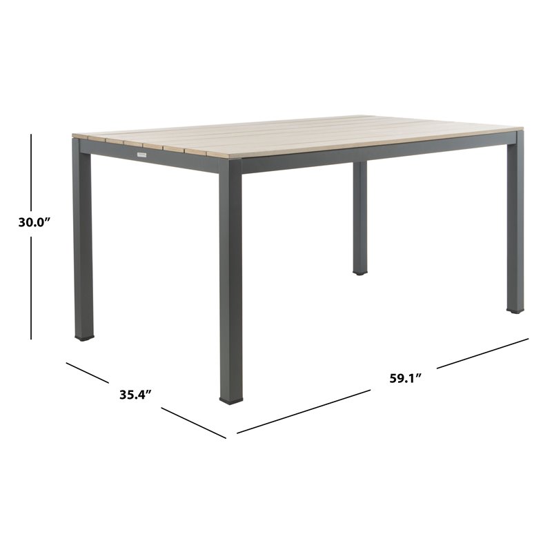 Safavieh Beldan Wood/Metal Outdoor Dining Table in Distressed Taupe Gray