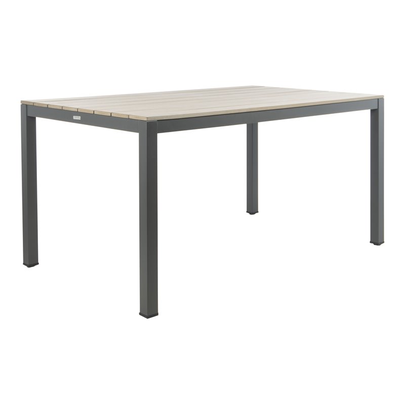 Safavieh Beldan Wood/Metal Outdoor Dining Table in Distressed Taupe Gray