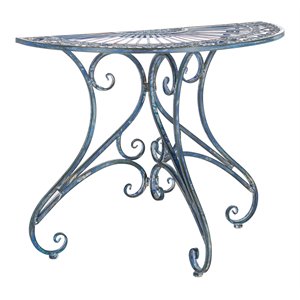 Safavieh Annalise Durable Iron Metal Outdoor Accent Table in Antique Blue