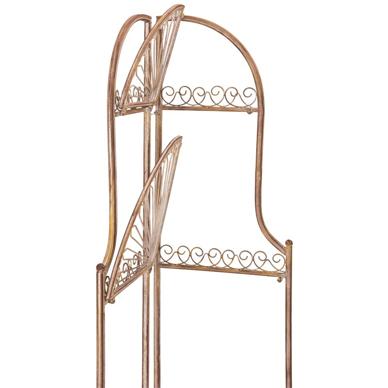 Safavieh Abarrane 4 Tier Corner Metal Outdoor Shelf in Rust Orange