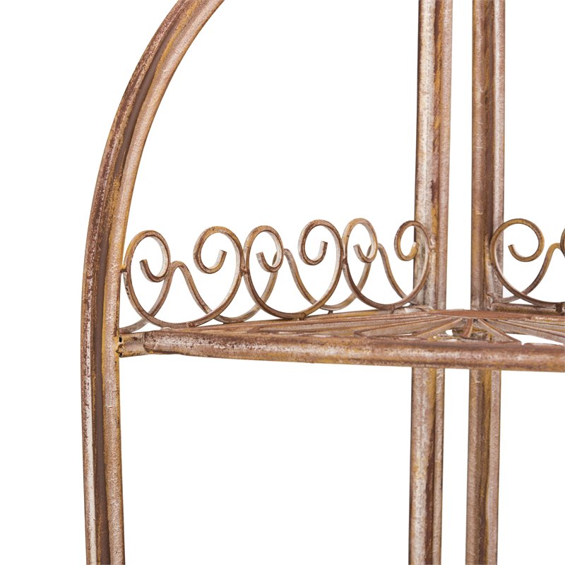 Safavieh Abarrane 4 Tier Corner Metal Outdoor Shelf in Rust Orange