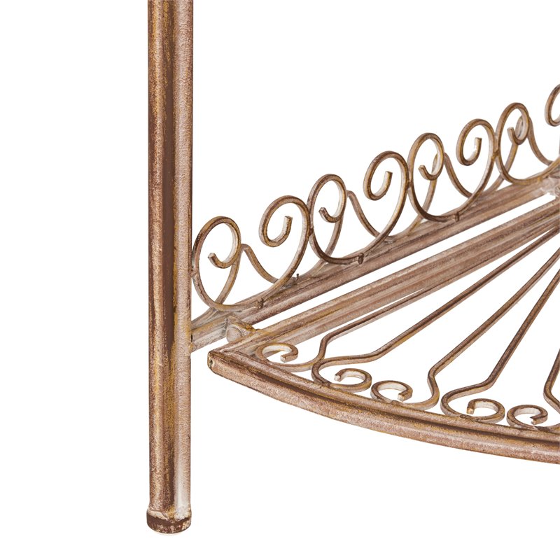 Safavieh Abarrane 4 Tier Corner Metal Outdoor Shelf in Rust Orange