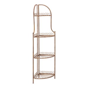 Safavieh Abarrane 4 Tier Corner Metal Outdoor Shelf in Rust Orange