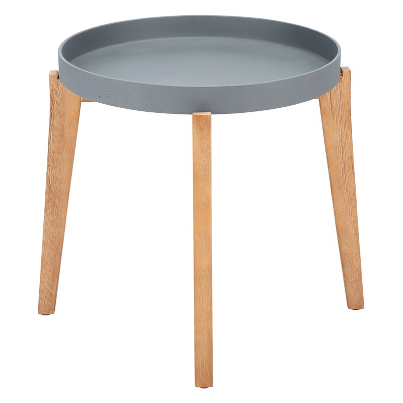 Safavieh Charlen Acacia Wood/Sandstone Outdoor Side Table in Natural and Gray