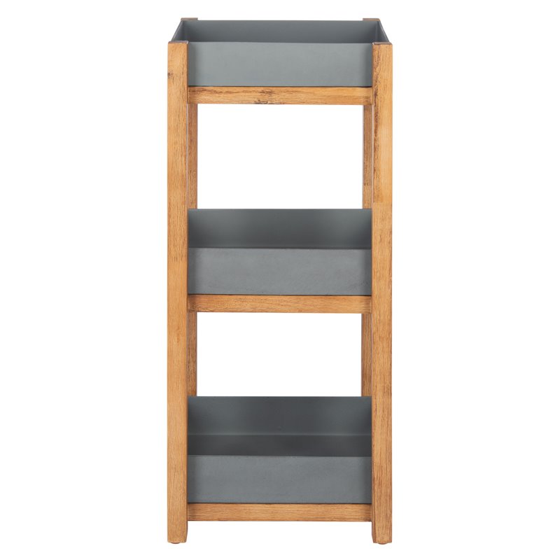 Safavieh Artria Acacia Wood/Sandstone Outdoor Shelf in Natural and Gray