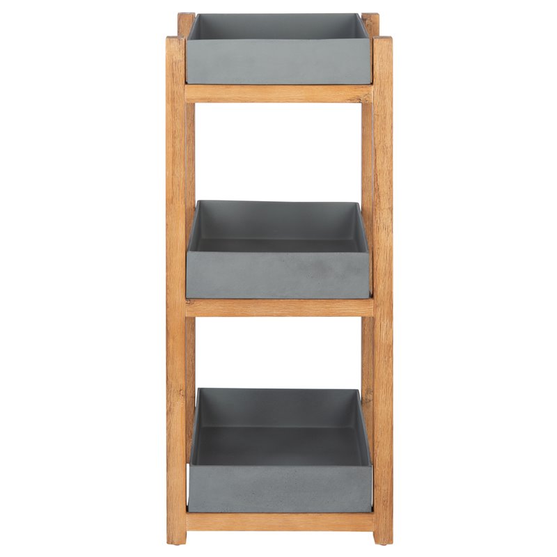 Safavieh Artria Acacia Wood/Sandstone Outdoor Shelf in Natural and Gray