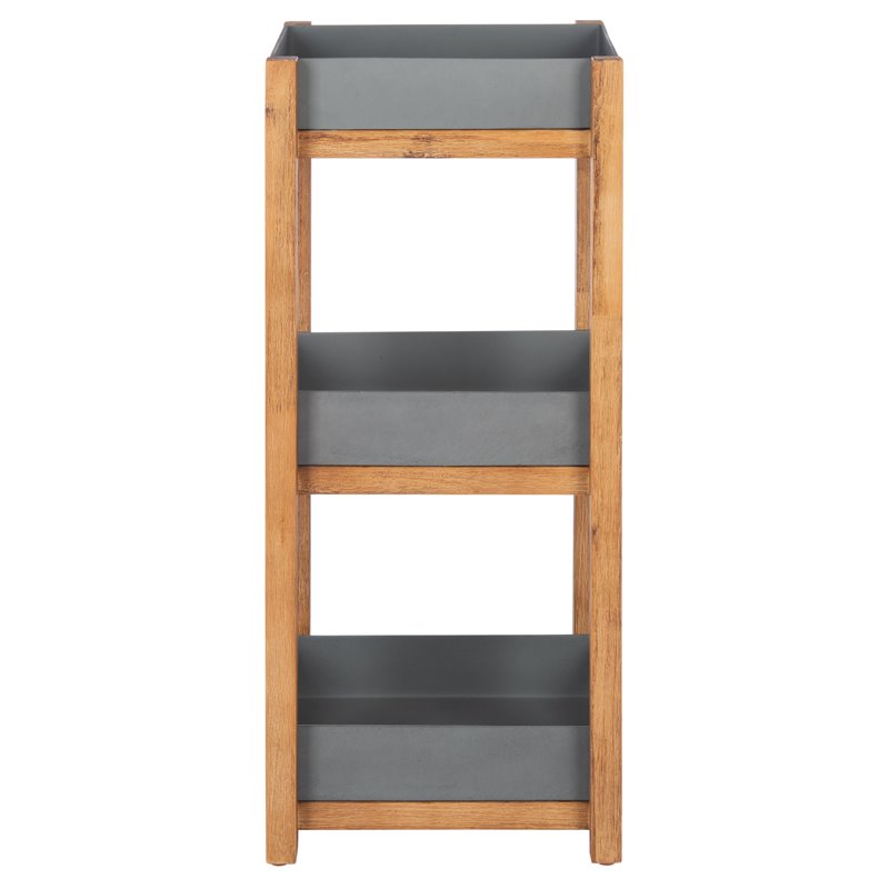 Safavieh Artria Acacia Wood/Sandstone Outdoor Shelf in Natural and Gray