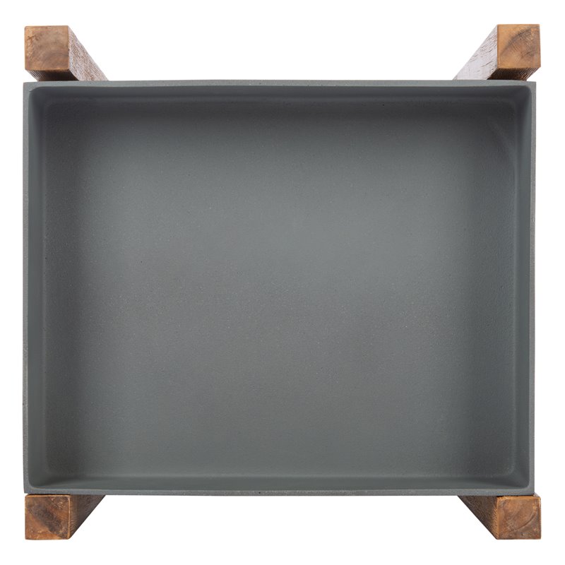 Safavieh Artria Acacia Wood/Sandstone Outdoor Shelf in Natural and Gray