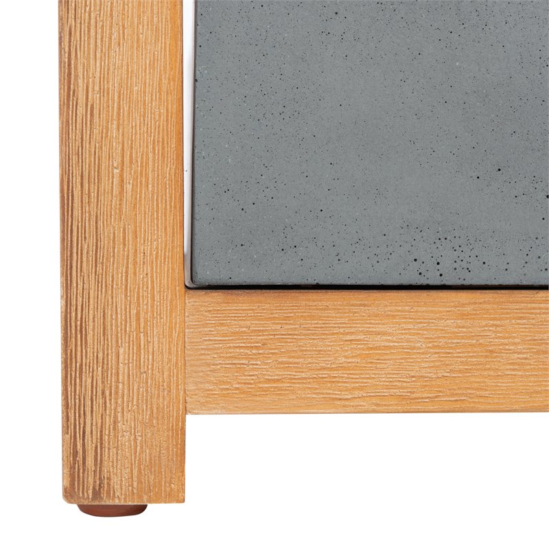 Safavieh Artria Acacia Wood/Sandstone Outdoor Shelf in Natural and Gray