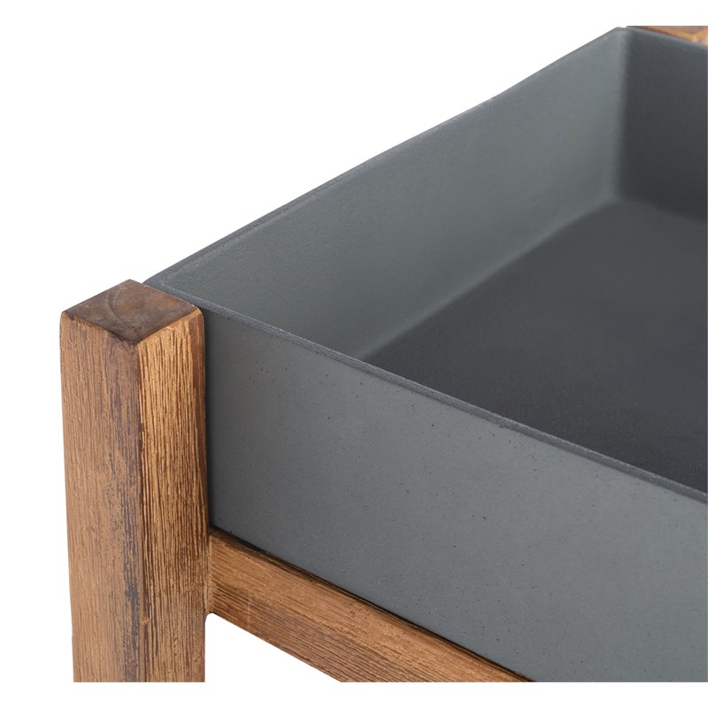 Safavieh Artria Acacia Wood/Sandstone Outdoor Shelf in Natural and Gray