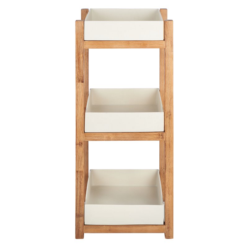 Safavieh Artria Acacia Wood/Sandstone Outdoor Shelf in Natural and Beige