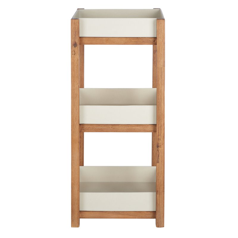 Safavieh Artria Acacia Wood/Sandstone Outdoor Shelf in Natural and Beige