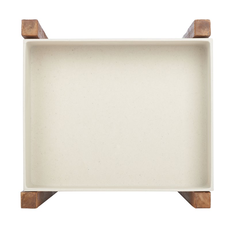 Safavieh Artria Acacia Wood/Sandstone Outdoor Shelf in Natural and Beige