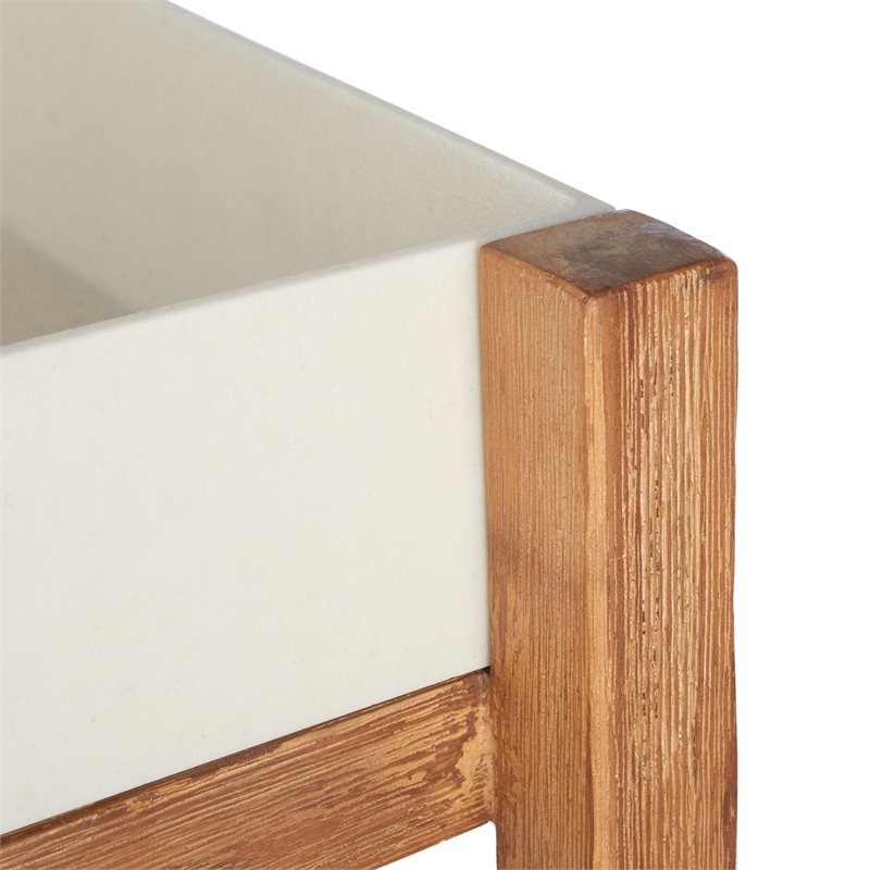 Safavieh Artria Acacia Wood/Sandstone Outdoor Shelf in Natural and Beige