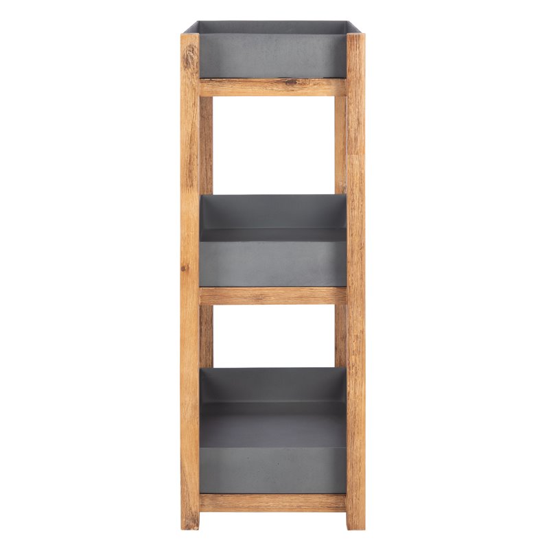 Safavieh Semli Acacia Wood/Sandstone Outdoor Shelf in Natural and Gray