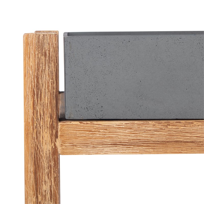 Safavieh Semli Acacia Wood/Sandstone Outdoor Shelf in Natural and Gray