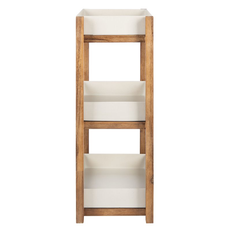 Safavieh Semli Acacia Wood/Sandstone Outdoor Shelf in Natural and Beige