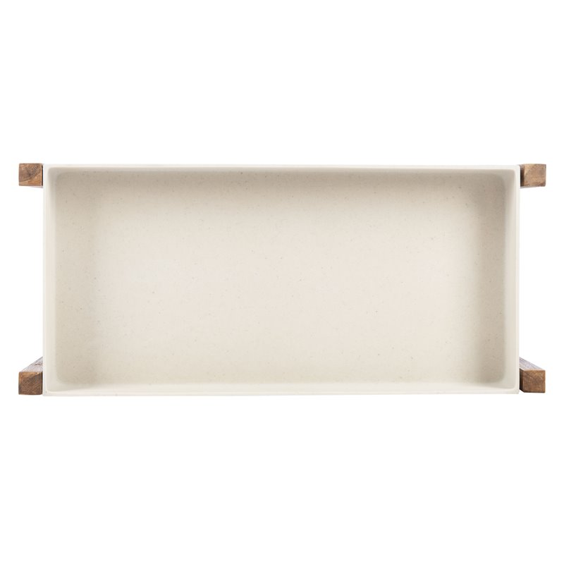 Safavieh Semli Acacia Wood/Sandstone Outdoor Shelf in Natural and Beige