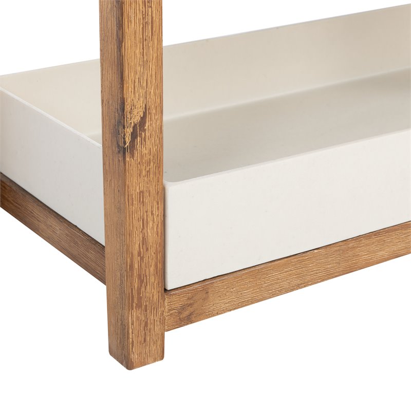 Safavieh Semli Acacia Wood/Sandstone Outdoor Shelf in Natural and Beige