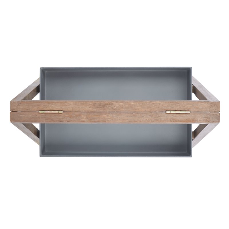 Safavieh Nerri Acacia Wood/Sandstone Outdoor Shelf in Dark Walnut and Gray