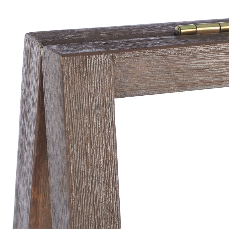 Safavieh Nerri Acacia Wood/Sandstone Outdoor Shelf in Dark Walnut and Gray