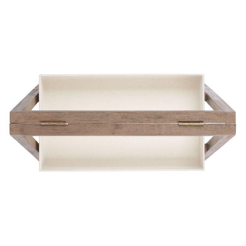 Safavieh Nerri Acacia Wood/Sandstone Outdoor Shelf in Dark Walnut and Beige