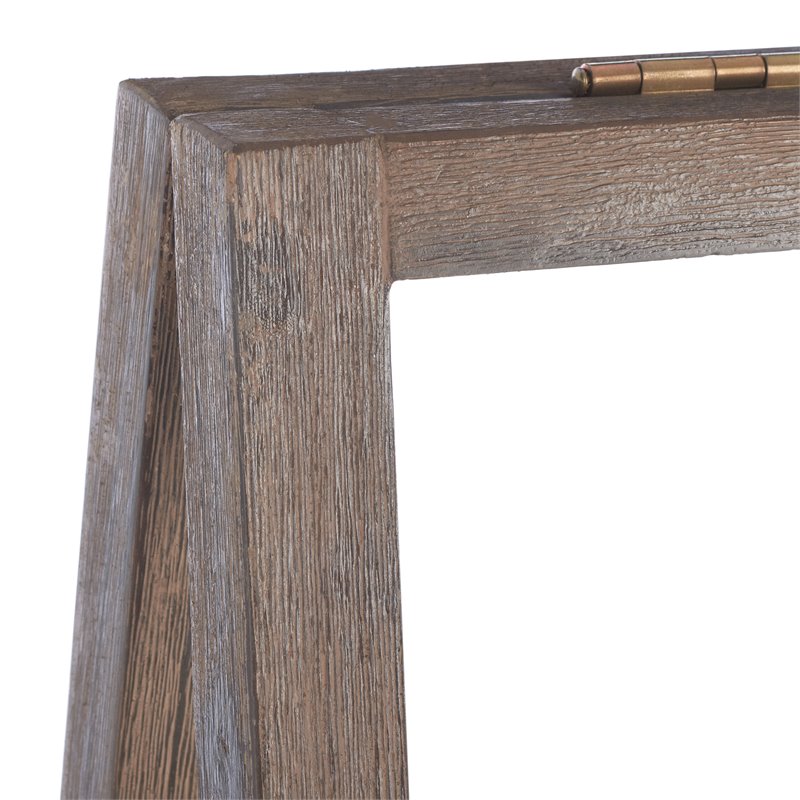 Safavieh Nerri Acacia Wood/Sandstone Outdoor Shelf in Dark Walnut and Beige